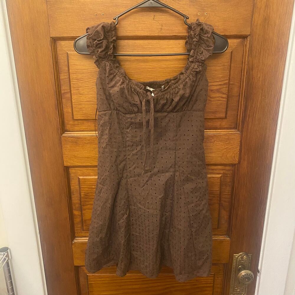KIMCHI BLUE Women's Dress Brown Short Ruffle Straps size XS NWT's $79